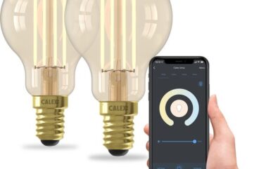 Calex Slimme Lamp - Set van 2 stuks - Wifi LED Filament Verlichting - E14 - Smart Bulb Goud - Dimbaar - Warm Wit licht - 4,5W