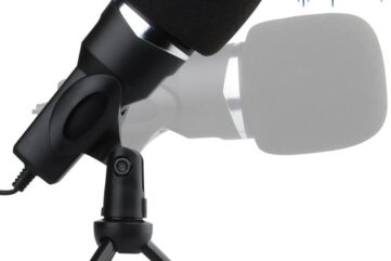 USB Microfoon met standaard - Gaming - Podcast - Voor Pc en console - Standaard - Incl. Plopkap - Zwart - Vivid Green