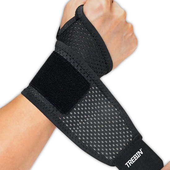 Trebin Polsbrace Universeel - Ademende Mesh - Links en Rechts - Verstelbare Pasvorm - One Size - Zwart