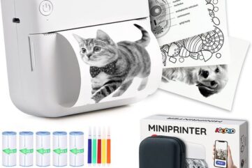 Agodeo Mini Printer - 300 DPI - Pocket Printer - Fotoprinter voor Mobiel - Mini Printer Incl.1 Harde Etui + 13 Rollen Papier (Sticker, Normaal, Kleur) + 5 Pennen - Pocket Printer Smartphone - Sticker Printer - Fotoprinter Mobiel